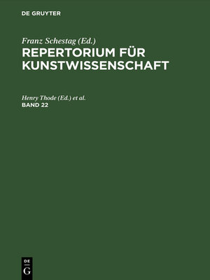 cover image of Repertorium für Kunstwissenschaft. Band 22